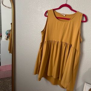 Chic Soul- Babydoll Tank, hi-low hem mustard yellow